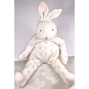 Bunnies by the Bay CARROTS White Pink Polka Dot Bunny Rabbit Plush Toy Lovey Emb